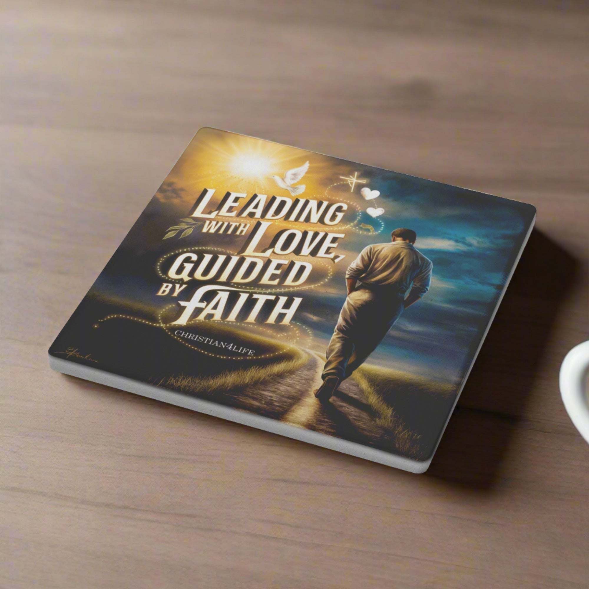 Christian coasters (4) "Leading with Love, Guided by Faith"