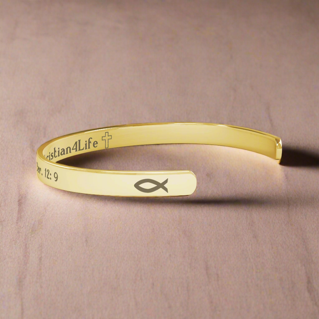 His Grace is Enough for me, Christian bracelet - Stainless steel with 18K Gold, Rose Gold, or Silver plating