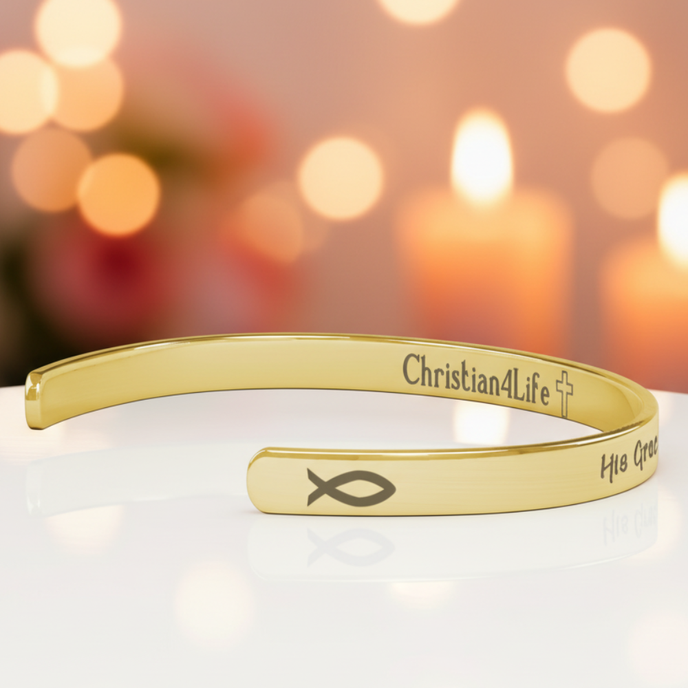 His Grace is Enough for me, Christian bracelet - Stainless steel with 18K Gold, Rose Gold, or Silver plating