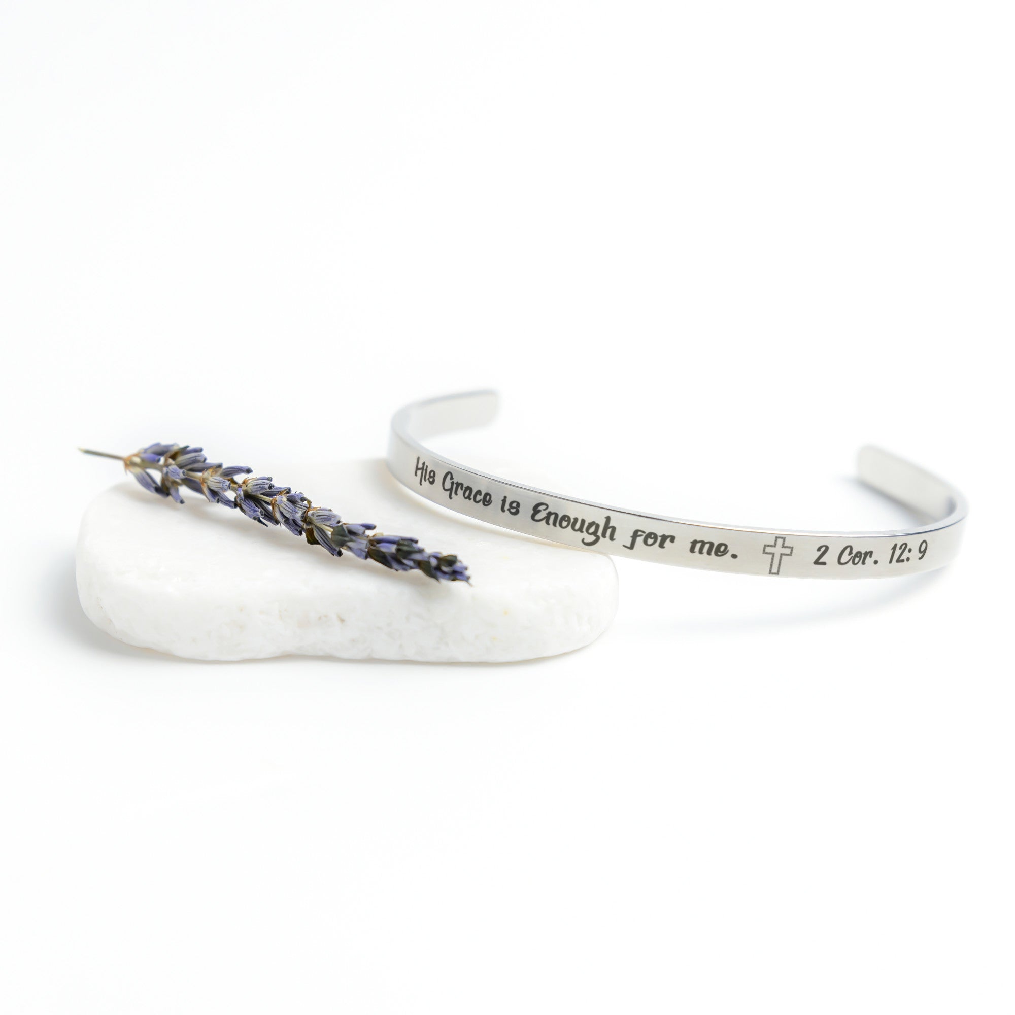 His Grace is Enough for me, Christian bracelet - Stainless steel with 18K Gold, Rose Gold, or Silver plating