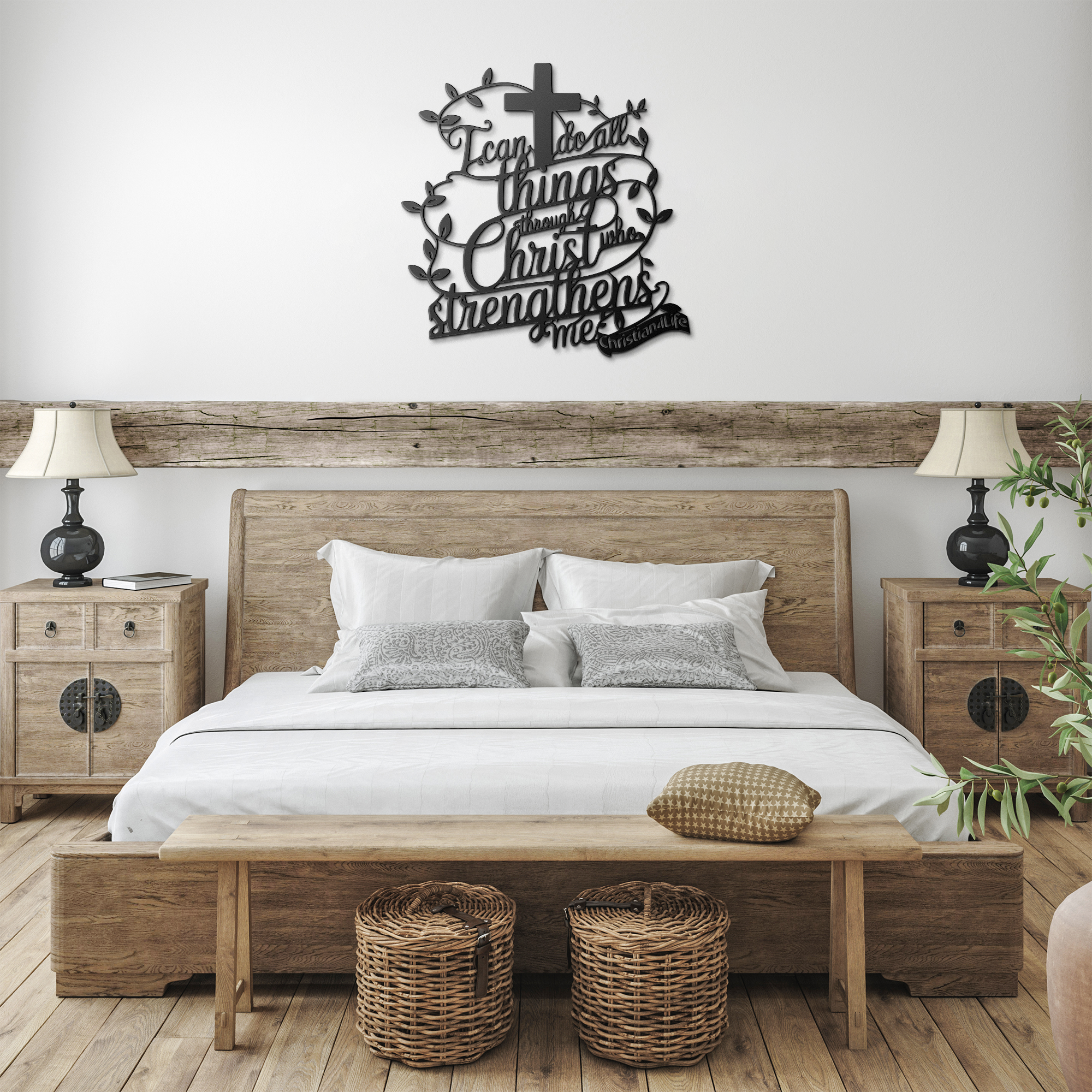 "I can do all things through Christ who strengthens me" Christian die-cut metal sign, Christian Metal Sign, Christian Metal Wall Art