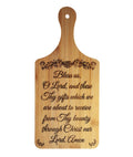 Grace Before Meals, Bless Us O Lord, Decorative Bamboo Cutting Board, 11" x 5" x 0.39" | Engraved in the USA | Catholic Living